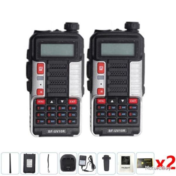 Talkie-walkie UV 10R W2 VHF Boafeng - Argent x2 / American