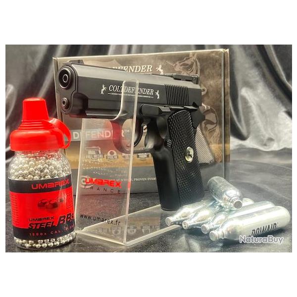Pack pr�t � tirer "PISTOLET COLT DEFENDER" CO2-CAL BB/4.5 BLACK