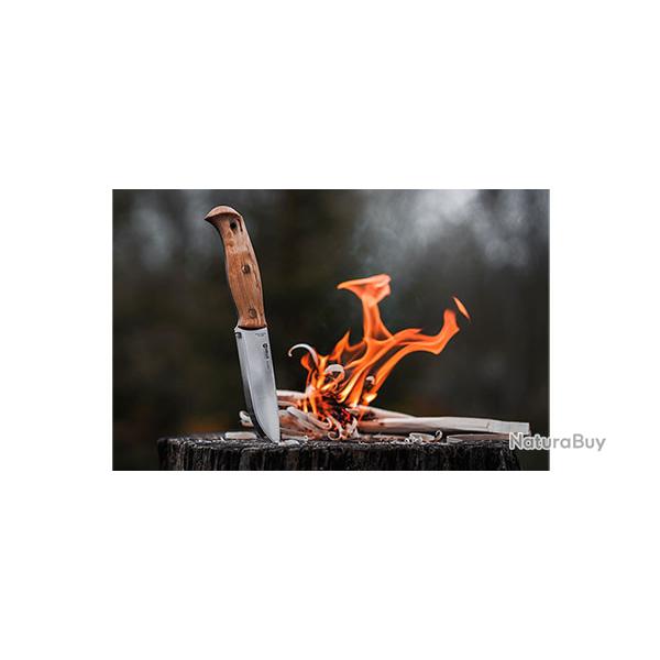 COUTEAU HELLE Nordlys - Lame 123mm - Manche Bouleau fris� - Etui Cuir