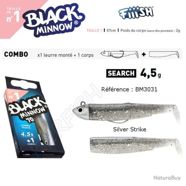 COMBO BLACK MINNOW 7 CM N�1 FIIISH 7 cm / 4.5 g Silver Strike