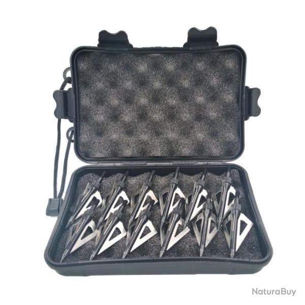 Lot de 12 Pointes de Fl�che - T�te � 3 Lames en Acier Inoxydable Tir � l'arc Chasse 125gr