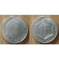 France 1 Franc 1988 Charles De Gaulle Commemorative Piece