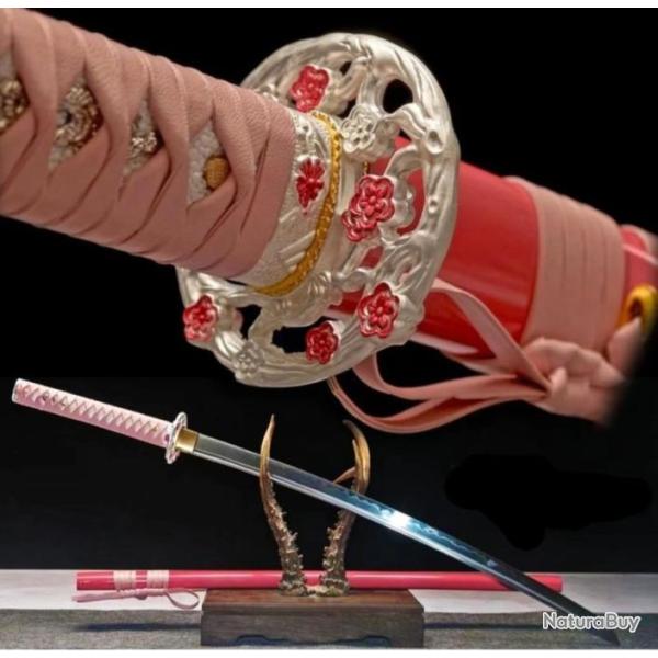 Magnifique katanas japonais, lady's Pink, acier solide 1095, tr�s tranchant, arme de coupe