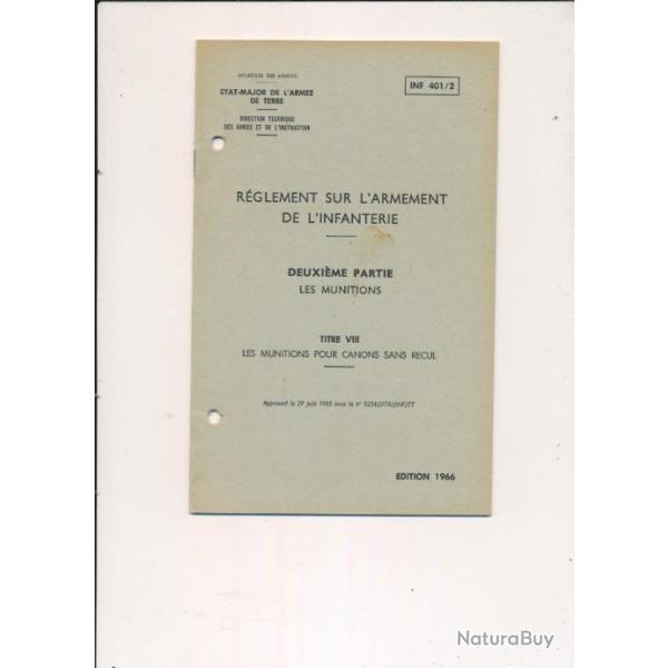 Manuel instruction LES MUNITIONS DE CANONS SANS RECUL DE 1966, illustrations ,20 pages