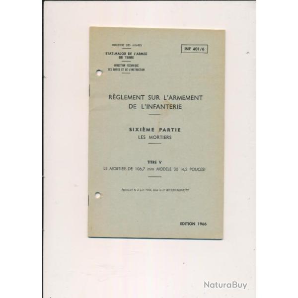 Manuel instruction LE MORTIER  de 106,7 mm Mle 30 (4,2 pouces) de 1966, illustrations, 27 Pages