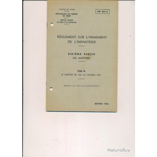 Manuel instruction LE MORTIER DE 120 Mle 1951 de 1966 , 40 Pages illustrations