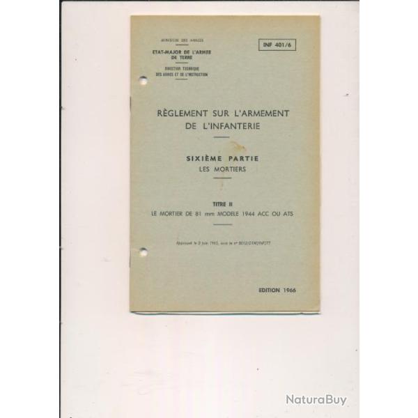 Manuel instruction LE MORTIER DE 81 Mle 1944 ACC ou ATS de 1966 , 30 Pages illustrations