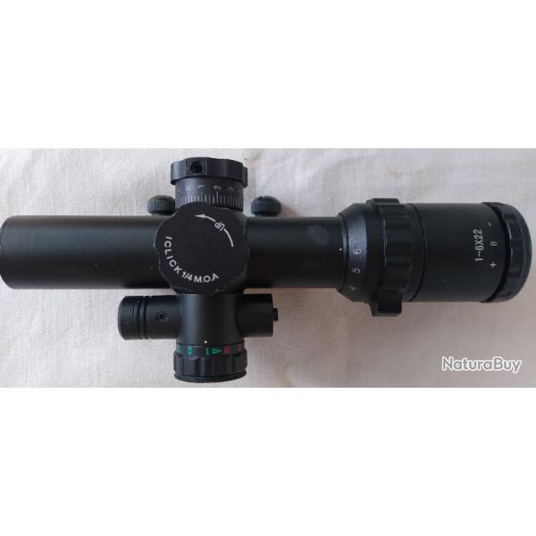 LUNETTE DE BATTUE 1-6X22E + laser PR�T POUR MONTAGE SUR RAIL 20MM PICATINNY