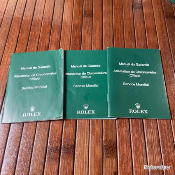 MANUEL DE GARANTIE ATTESTATION DE CHRONOM�TRE OFFICIEL SERVICE MONDIAL ROLEX