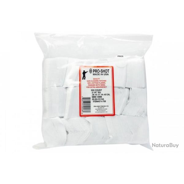500 chiffonnettes PRO-SHOT calibr�es pour calibre .38 / .45 / .20 / .410