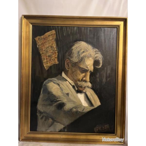 Huile sur toile Albert Schweitzer Par Roger Quintaine