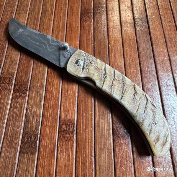 MAGNIFIQUE COUTEAU DAMAS ARTISANAL CORSE TRADITIONNEL DE J-N-G ��--