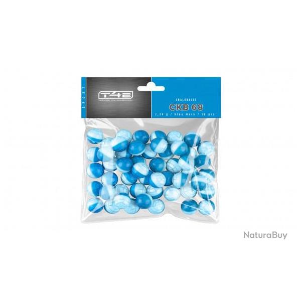 50 Billes de craie blanche Cal. 68 - Bleu