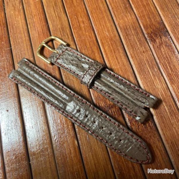 BRACELET MONTRE CUIR CROCODILE WATER PROOF PLAQU�E OR