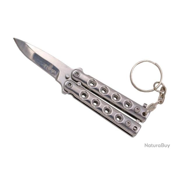 PORTE-CLES COUTEAU PAPILLON THIRD 5,5CM TOUT INOX