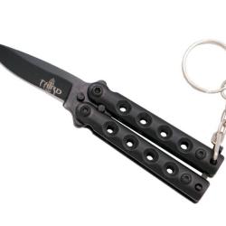 PORTE-CLES COUTEAU PAPILLON THIRD 5,5CM TOUT INOX NOIR