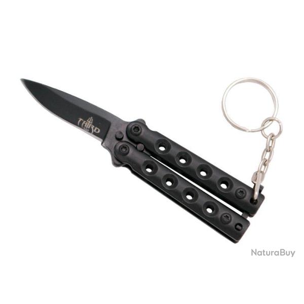 PORTE-CLES COUTEAU PAPILLON THIRD 5,5CM TOUT INOX NOIR