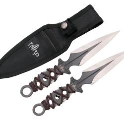 JEU 2 COUTEAUX LANCER THIRD 11,5CM INOX + CORDELETTE