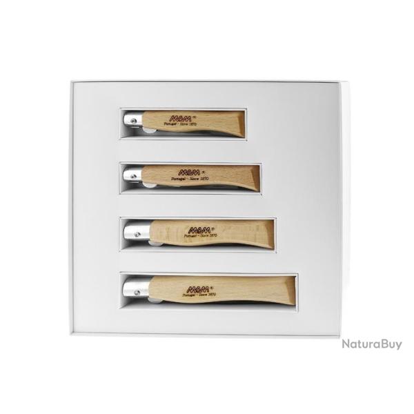 COFFRET 4 COUTEAUX M.A.M. HETRE LAME TITANIUM NOIR