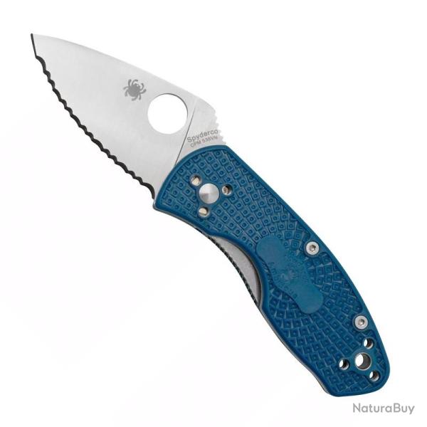 Couteau "Ambitious" S35VN / nylon-fibre de verre bleu, Tranchant dentel� [Spyderco]