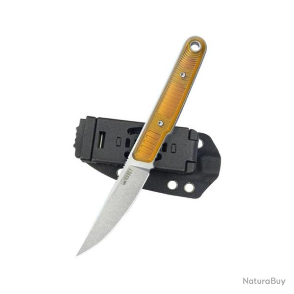 Couteau Kubey JL Kwaiken Fixie Ultem Lame Acier 14C28N Beadblast Etui Kydex KUB355C