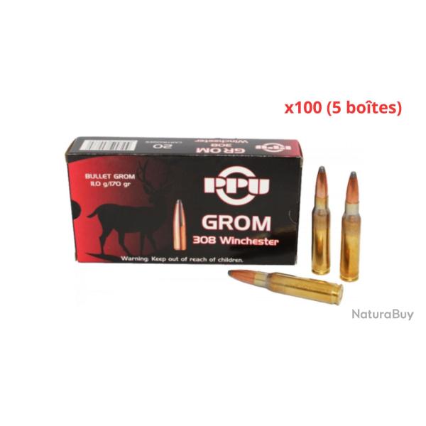 MUNITIONS PARTIZAN CALIBRE 308 Win GROM 170gr - 11g x100 