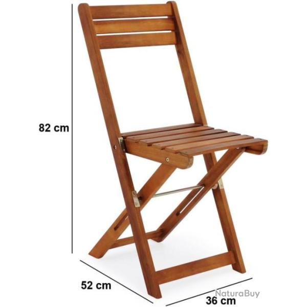 Set Table � Manger Bois Acacia 1 Table - 2 chaises Pliables - Ext�rieur Terrasse Balcon