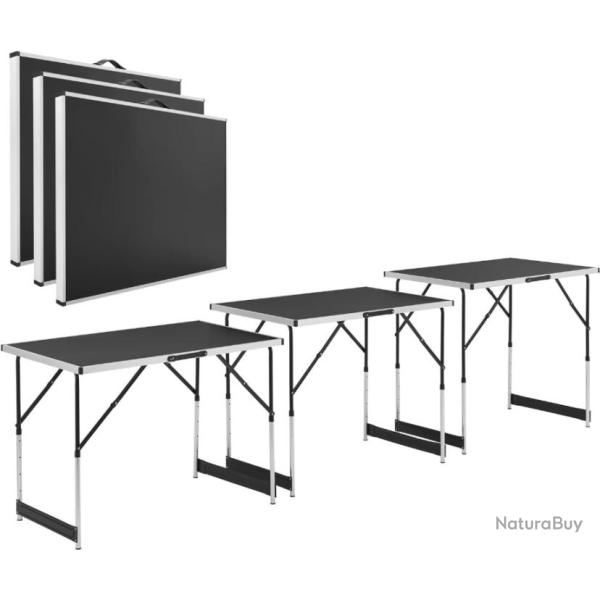 Table de camping Pliante en aluminium 100 x 60 cm Lot de 3 Hauteur r�glable et Pliable Multifonction
