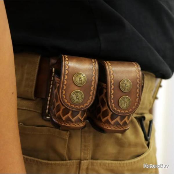 �tui universel � chargeur rapide en cuir Cal 357 - 38 (Speed Loader) (2)