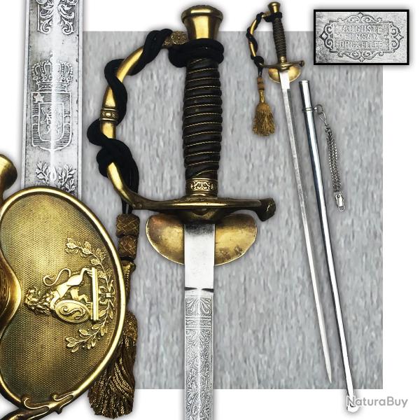 LUXUEUSE & TRES RARE �P�E / SABRE COLONIALE, CONGO BELGE, M1845, LEOPOLD II, 1 �TOILE, XIX, ORIGINAL