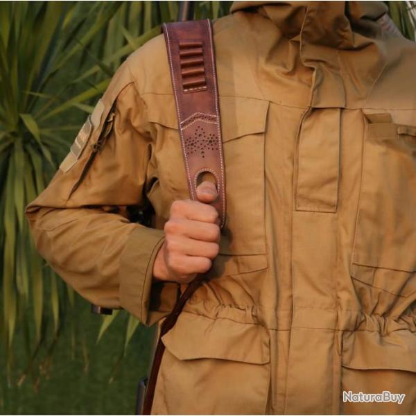 Bandouli�re bretelle - Plein cuir haute qualit� - Etui munition - Port � l'�paule (3)