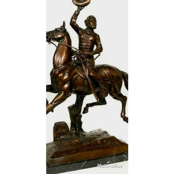 BRONZE G�N�RAL PHILIP'SCHERIDAN LEE H�ROS AM�RICAIN US CIVIL WAR  60X50 CM , GR.TAILLE .