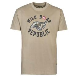 T Shirt De Chasse Beige Sanglier Wild Boar Republic PERCUSSION
