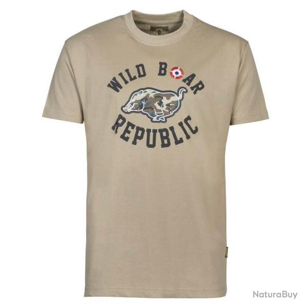 T Shirt De Chasse Beige Sanglier Wild Boar Republic PERCUSSION