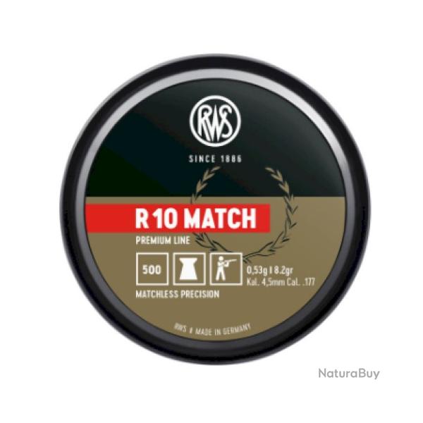 Plombs RWS r10 match cal.4.5 0.53g 8.2gr diam.4.51 par 500