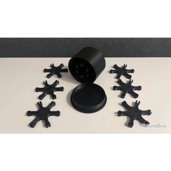 6 x porte amorce poudre noir avec bo�te de transport