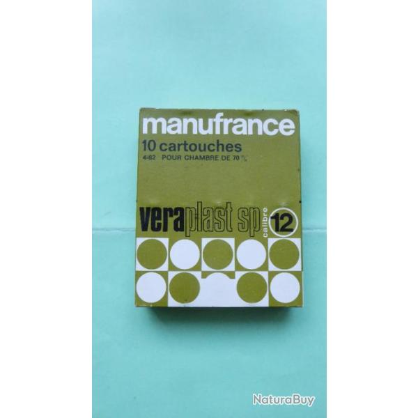 REF 32 - BOTE CARTOUCHES CHASSE ANCIENNE - MANUFRANCE -  CAL 12  - VERAPLAST - plomb n 6