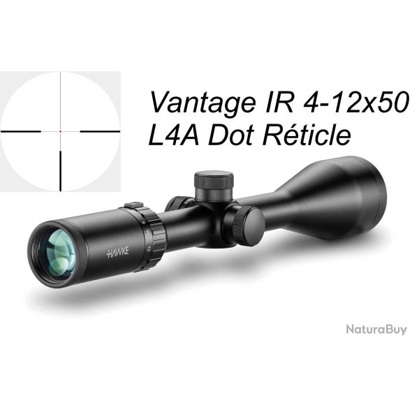 HAWKE VANTAGE IR - Low profile, capped turrets 4-12x50 1", IR L4A Dot