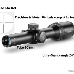 Lunette de battue Hawke Endurance 30 WA 1-4x24 avec r&eacute;ticule L4A Dot ! Neuve - R&eacute;f: 5054492163007