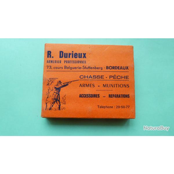 REF 36 - BOTE ANCIENNE CARTOUCHES DE CHASSE CARTON CAL 12 - plomb n 7  - R. DURIEUX  - BORDEAUX