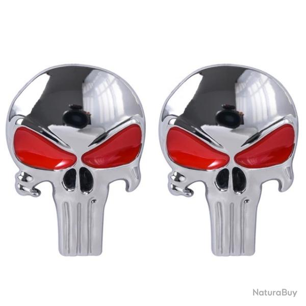 Sticker badge Punisher mtal 3D - Argent rouge x2