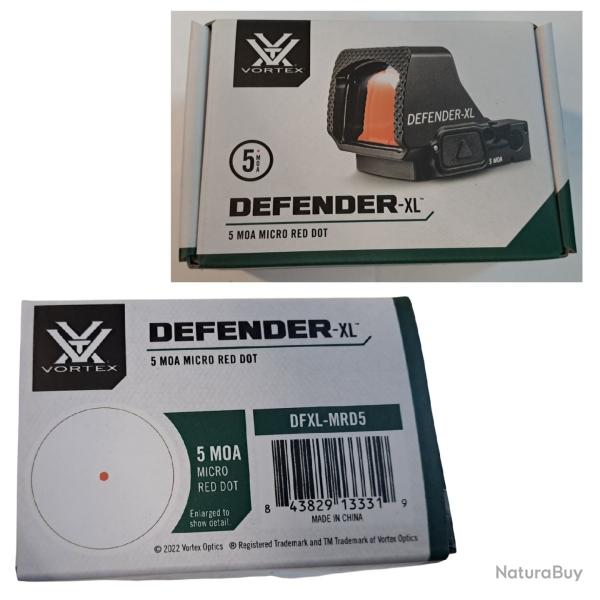 Vortex Point Rouge Defender-XL - R�ticule 5 MOA Rouge R�f : VDFXL_MRD5