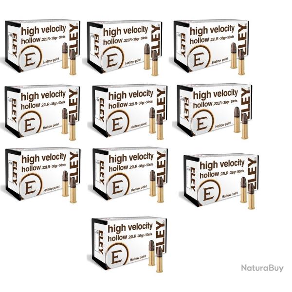 Munitions ELEY cal.22lr high velocity hollow point 38gr par 500