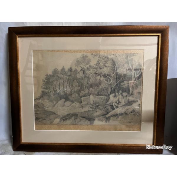 Claude Monet dessin le peintre en for�t