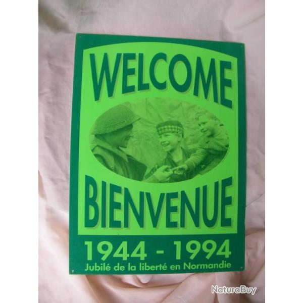 WW2/POSTWAR FRANCE AFFICHE WELCOME DEVISE COMM�RORATION 50e ANNIVERSAIRE DU D�BARQUEMENT NORMANDIE