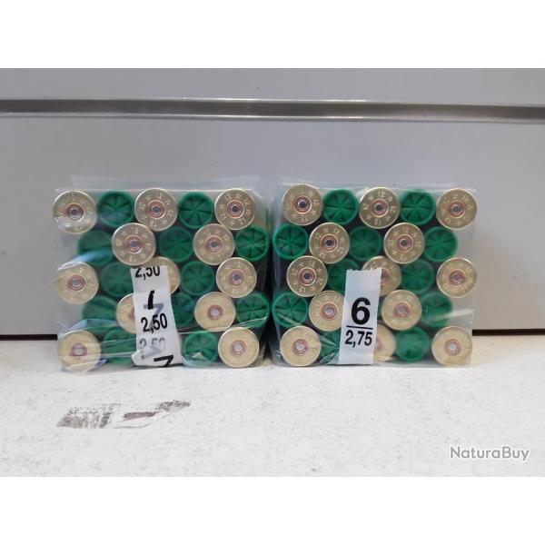 1 boite de 25 CARTOUCHES PAGERIE "LA VERTE" CAL12 32G BOURRE GRASSE