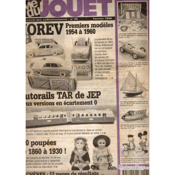 la vie du jouet 28 de 1998 , norev, autorail tar jep, rosalie tole, machines � vapeur marklin,
