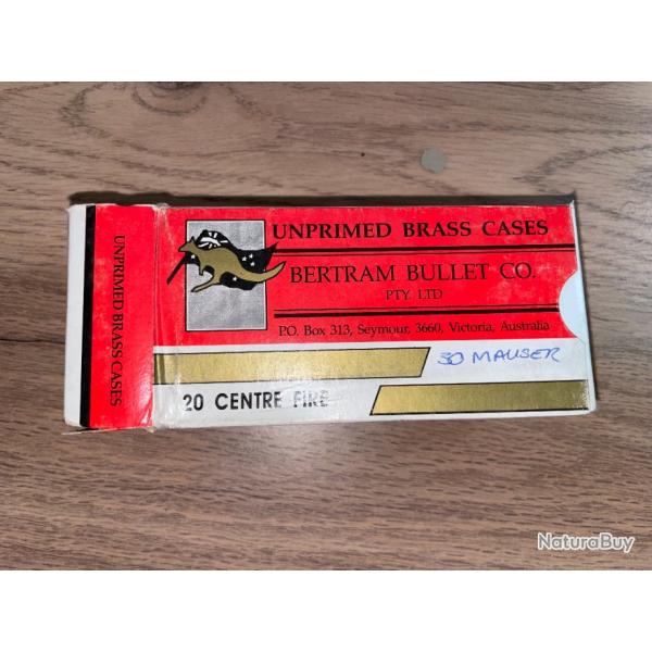 Etuis Douilles BERTRAM 30 MAUSER BOITE DE 20