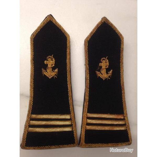 Epaulettes de crmonie Officier de Marine Capitaine Brod Cannetille OR