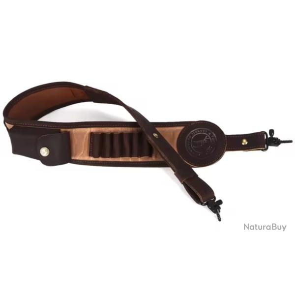 Sangle d'�paule pour fusil et carabine de chasse - Marron biton - 2 �merillons (3)